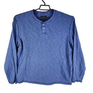 Mens Blue Lucky Brand Henley Shirt Long Sleeve 100% Cotton Size XL